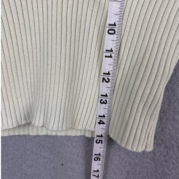 Brandy Melville Women's Ribbed Extra Cropped V-Neck Sweater Mint Green One Size - Picture 5 of 9